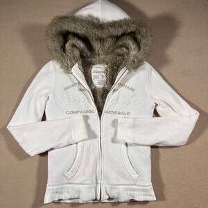 RARE! Wms/Teens Aeropostale Fur Lined Zip Up Y2K 90s Hoodie Sz S/M Mall Baddie